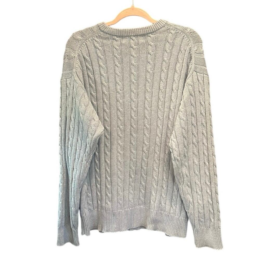 Vintage Gray Cotton Classic Coastal Fisherman Cable Knit Sweater Large - Picture 3 of 8